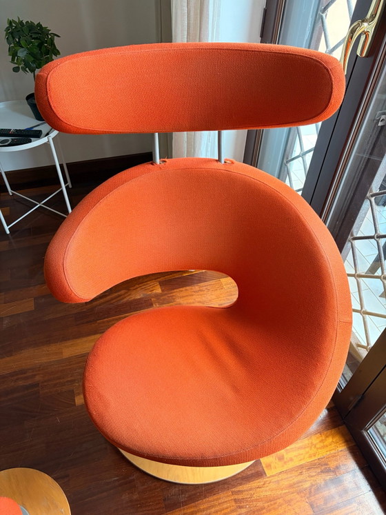 Peel ergonomic Armchair by Variér (Stokke) with ottoman - Olav Eldøy, Metal, Textile, Brown (photo 3 of 10)