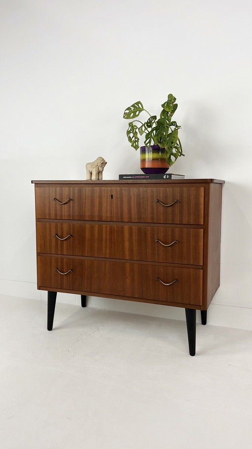 Zweeds vintage teak fineren ladekast 