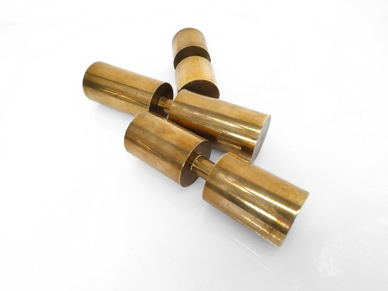 Image 1 of 3 Scandinavische kandelaars van massief messing, Thelma Zoega, Zweden, 1976