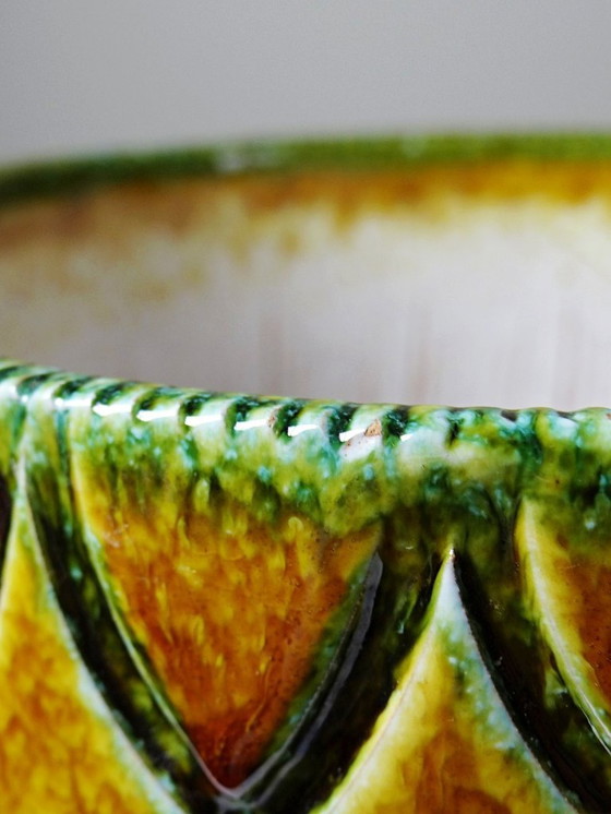 Image 1 of Mid-century vintage Italian ceramic salad bowl or bowl with scale pattern