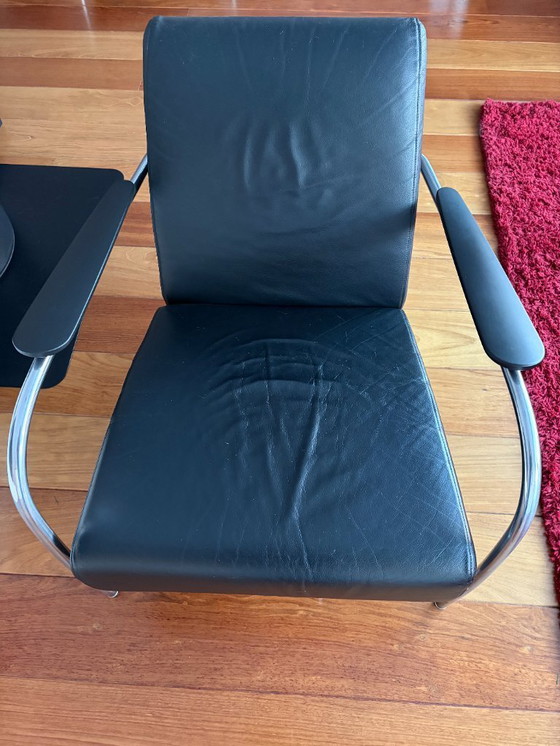 Image 1 of set of 2 Harvink Club armchairs - black leather