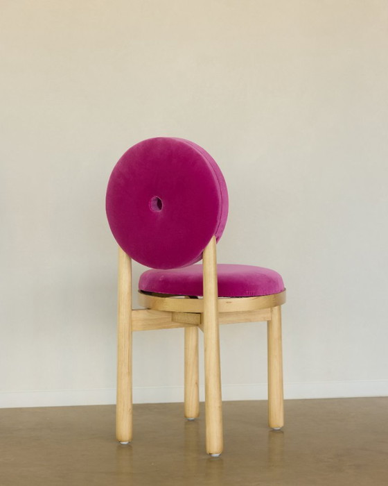 Image 1 of 8x Silla Hipnos y Nicte Tabatha con tejido de terciopelo rosa frambuesa