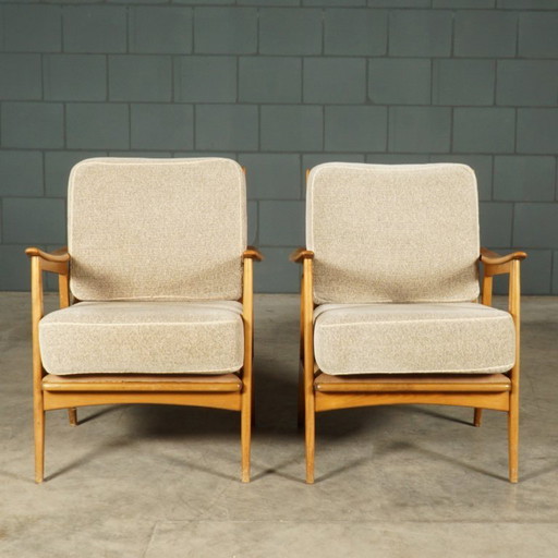 Conjunto de sillones daneses de nogal, años 60