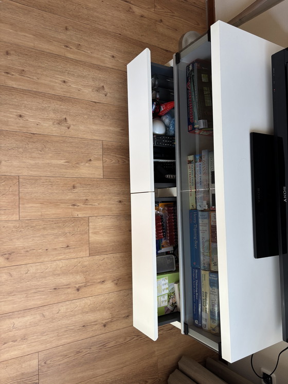 Tv Kast Met Laden En Op Wielen – tv-meubelen, Glass, Wood (photo 3 of 5)