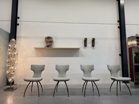 Image 1 of 4 sillas de comedor Leolux Callas, tela Safire Senso Olivine