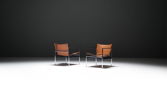 Image 1 of Superbe paire de fauteuils Pollock en cuir par Charles Pollock pour KNOLL Int.