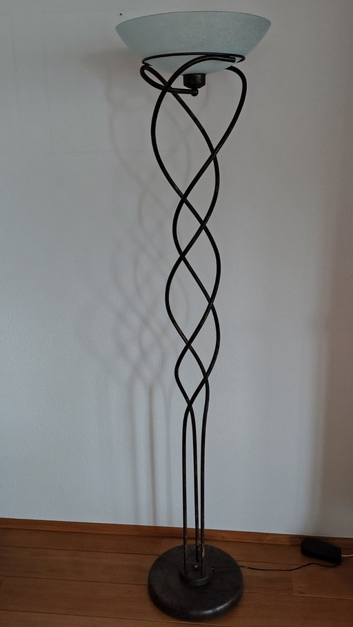 Standing design lamp, metal and glass