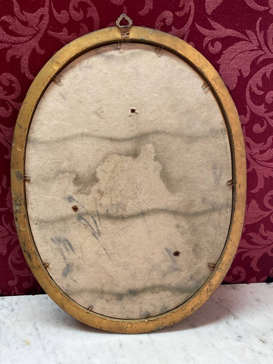 Vintage Italiaanse wanddecoratie in reliëf, romantische scène, polychroom gips, gesigneerd E. Monti (photo 6 of 8)
