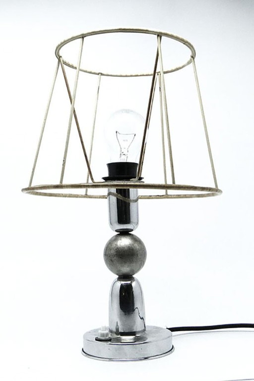 Art Deco Industrial Table Lamp, Belgium, 1970s – tafellampen, Metal, Chrome (photo 2 of 9)