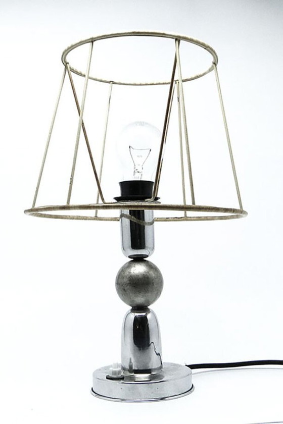 Art Deco Industrial Table Lamp, Belgium, 1970s – Metal, Chrome (photo 2 of 9)