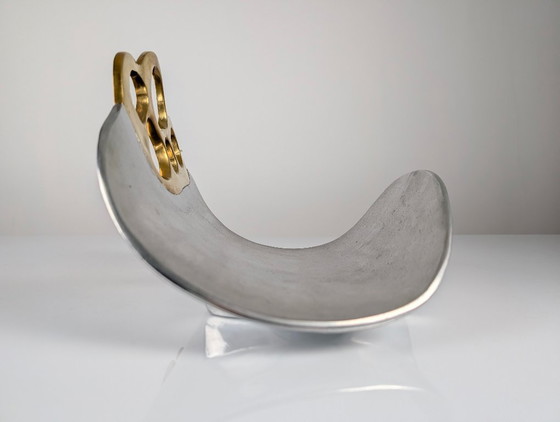 Image 1 of Porte-bûches en aluminium et laiton de David Marshall, Espagne, années 1980