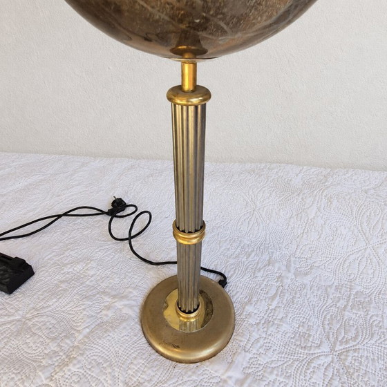 Rhoum JRL Tischlampe aus Gold- und Silbermetall – Kannelierte Säule, französische Herstellung – Tischlampen (photo 7 of 10)