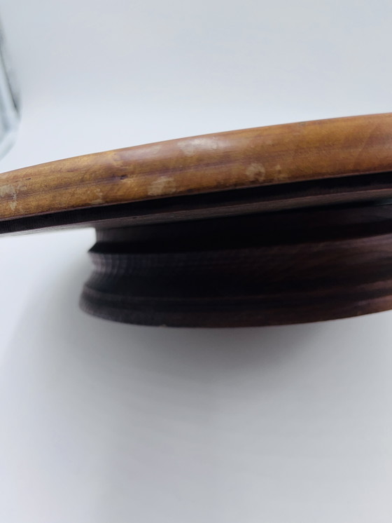 Image 1 of Vassoio per torta in vetro dipinto Art Déco