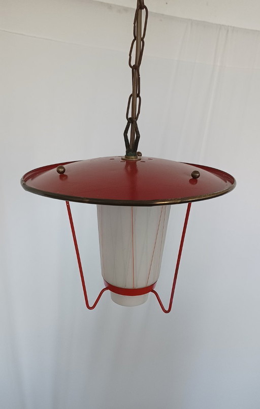 Pendelleuchte aus den 1950er Jahren – hanglampen, Glass, Metal, Vintage (photo 2 of 8)