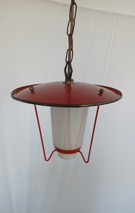 Pendelleuchte aus den 1950er Jahren – Pendelleuchten, Glass, Metal, Vintage (photo 2 of 8)