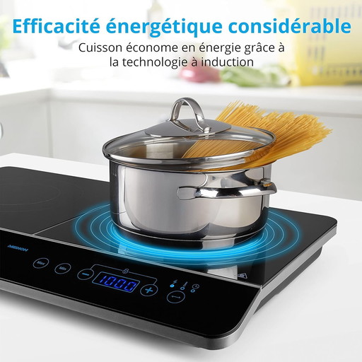 MEDION Plaque de cuisson double à induction (3500 Watt, Deux plaques de cuisson electrique, 2 feux, 10 niveaux de température, p