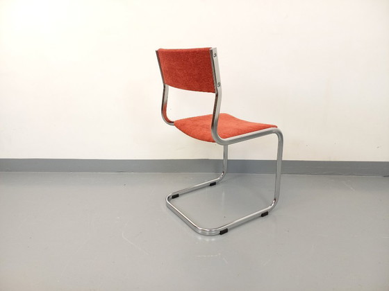 Image 1 of Vintage cantilever chair in chromed metal and fabric from the '70s