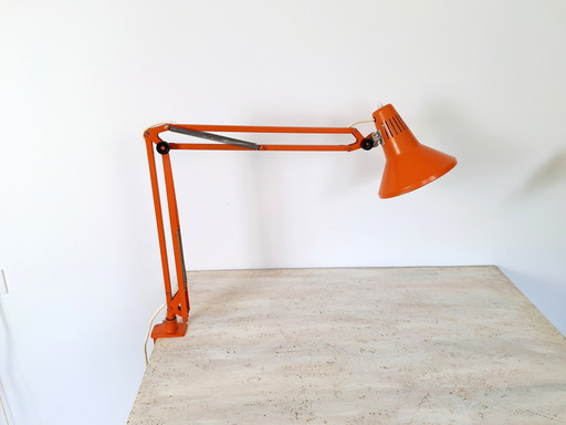 Vintage Orange Articulated Desk Lamp, Red Desk Lamp, Industrial Lamp, Old Task Lamp, Architect Lamp, Anglepoise Light, Retro Off
