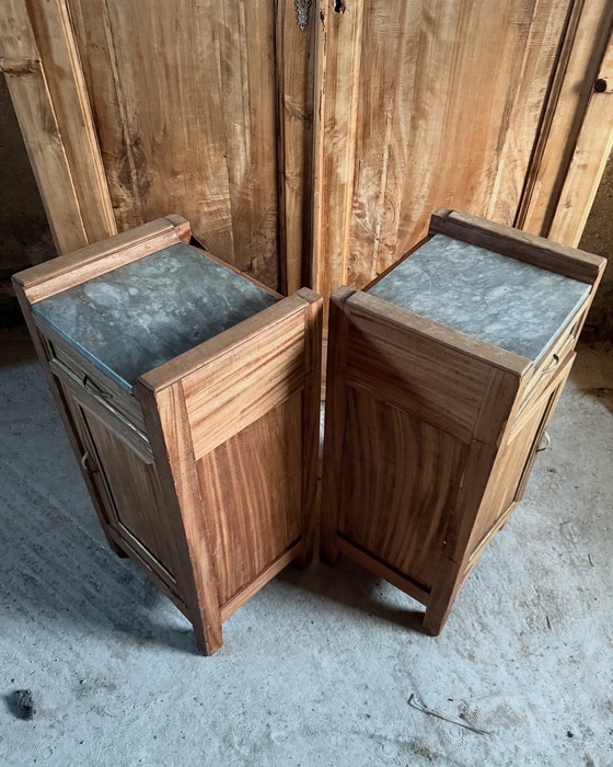 Image 1 of Coppia comodini art deco legno marmo