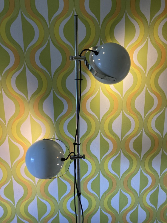 Image 1 of Lampadaire vintage de style spatial avec 2 spots sphériques