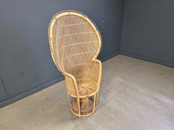 Image 1 of Sedia vintage in vimini a forma di pavone, anni '70