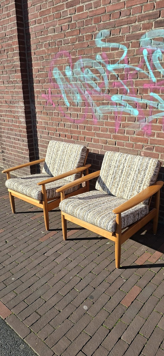 Image 1 of 2 dänische Sessel aus den 1970er Jahren mit Originalpolsterung
