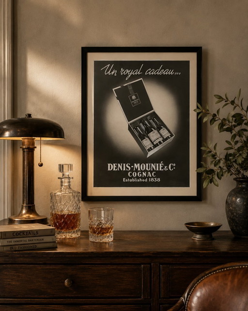 Original French Cognac Advertising Artwork by Henri Lemonnier