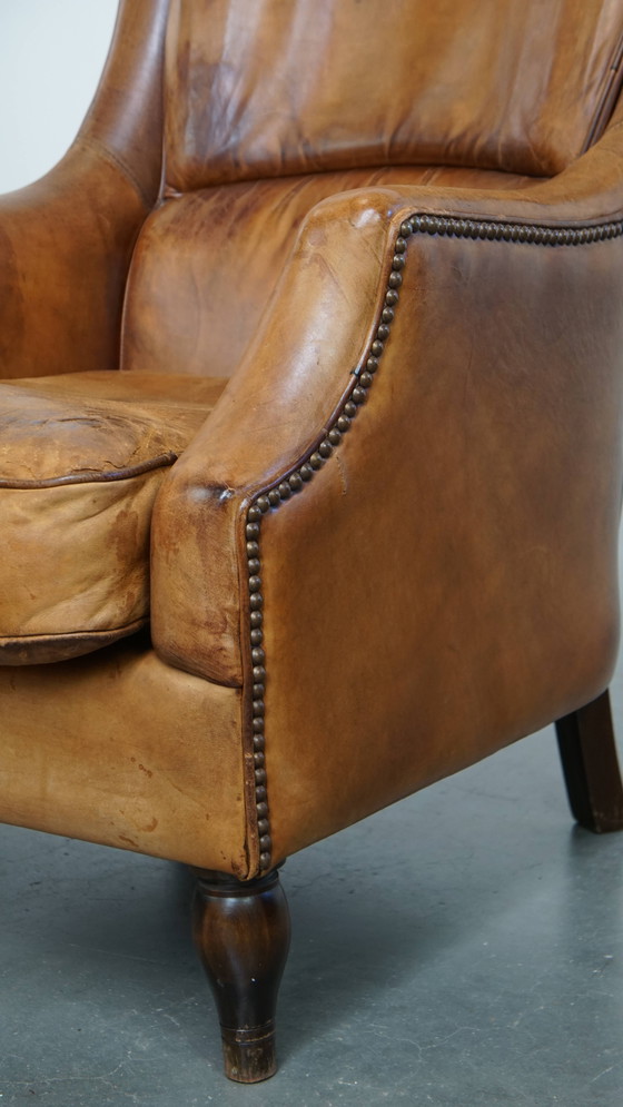 Image 1 of Vintage Fauteuil Gemaakt van Schapenleer