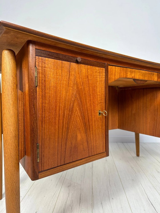 Image 1 of Vintage Curved Danish Teak Writing Desk, Mid-Century Modern Design, 1960s