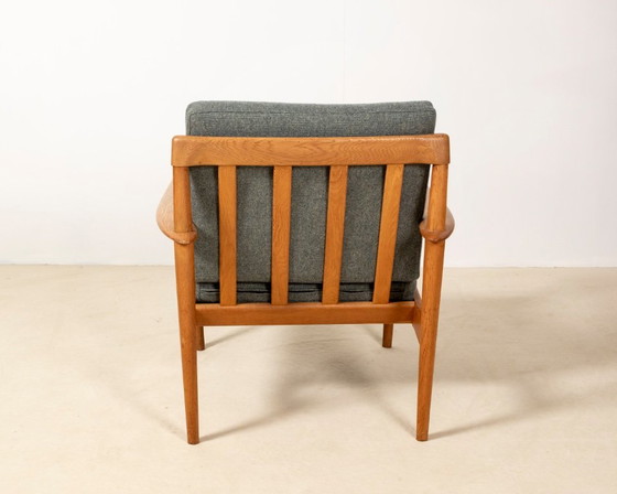 Fauteuil Grete Jalk Modèle PJ56 en Chêne, Danemark années 1950 – Poul Jeppesen, Textile, Wood (photo 6 of 13)