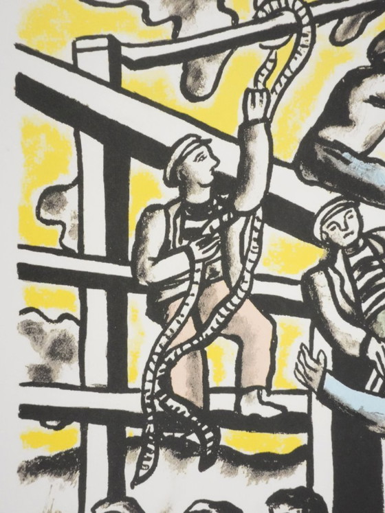 Fernand LEGER : Les Constructeurs Au Vélo, Lithographie Signée – Lithographies et sérigraphies, Paper (photo 7 of 10)
