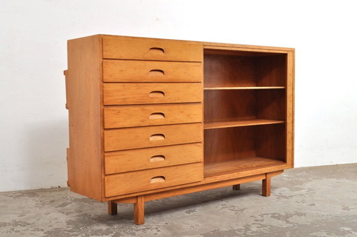 Vintage beechwood school cabinet / divider, 1950s