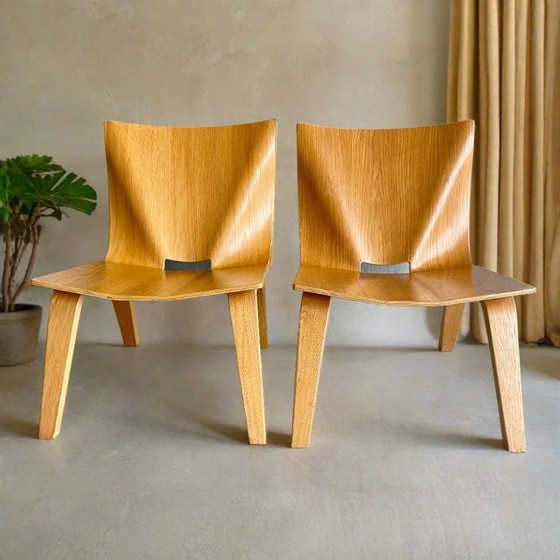 Image 1 of Unique Plywood Curved Oak Design Armchairs