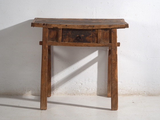 Tavolo antico in legno massello – Tavolino cinese con cassetto – circa 1900 – Console, Rustic (photo 35 of 40)