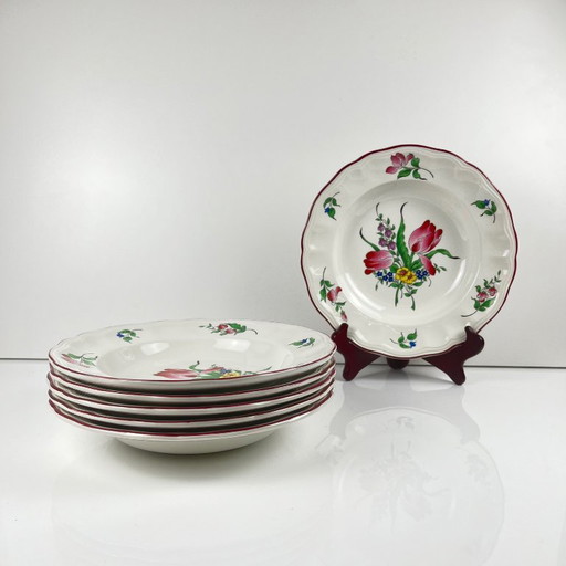 Set de 6 Assiettes Creuses KG Lunéville "Réverbère" – servies, Ceramic