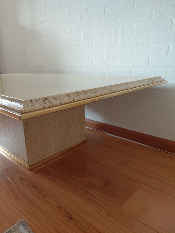 Travertijn salontafel Fedam, Messing, Travertine, Beige (foto 4 van 5)