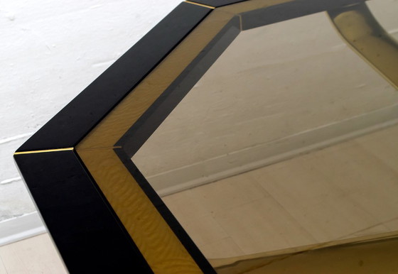 Image 1 of Pierre Cardin Octagonal Dining Table Black Lacquer with Brass Inserts and Base