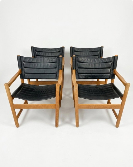 FDB Model J 102 Ditte & Adrian Heath 4 stoelen – FDB Møbler, fauteuils, Leather, Wood