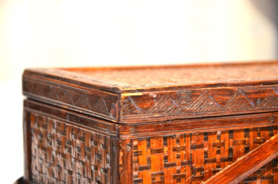 Panier de pique-nique en rotin du XXème siècle, 28x15x23cm – Objets déco, Rattan, Wood (photo 6 of 12)