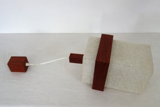 Image 1 of Lámpara colgante escandinava de metacrilato y teca, años 60/70.