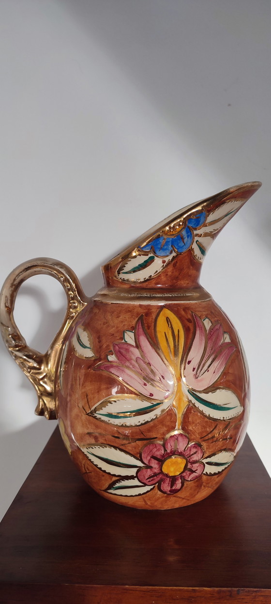 Image 1 of Brocca in ceramica decorata a mano d'epoca