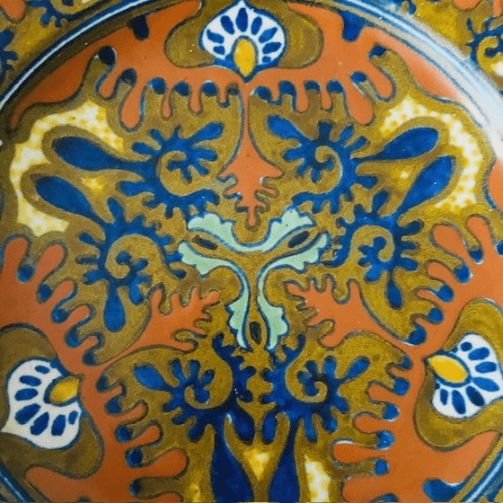 Image 1 of Antique Art Nouveau Rhodian decorative plate, Pottery Factory South Holland 1920s