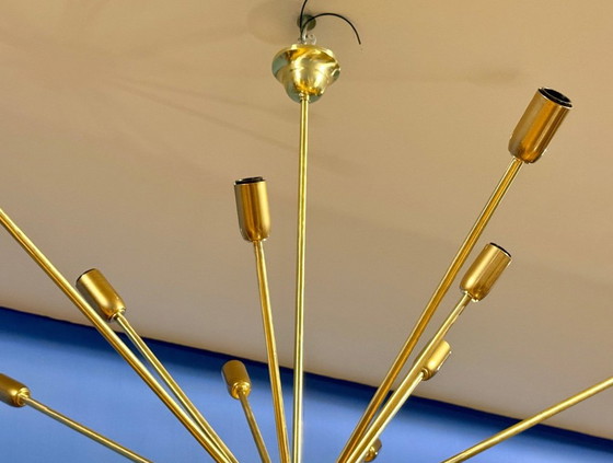 Lampada a sospensione Sputnik, Italia, 1970, Lampadari, Ottone, Dorato, Mid Century Modern (foto 2 di 5)