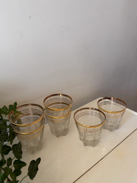 Verres à bord doré – Verres et carafes, Gold, Glass, Hollywood Regency (photo 3 of 6)