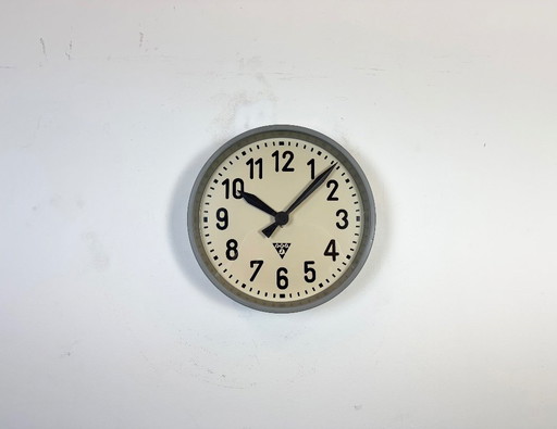 Industrial Factory Wall Clock from Pragotron, 1960s