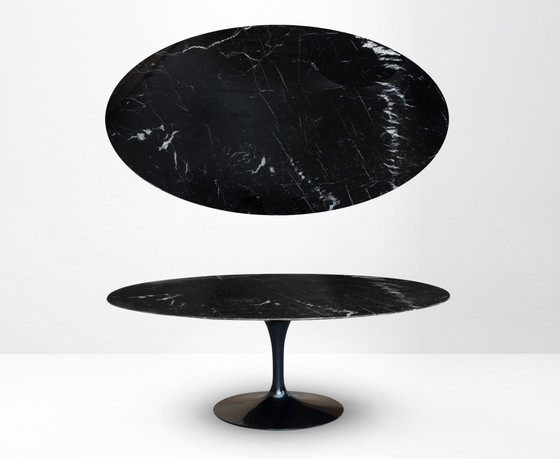Mesa de comedor ovalada Knoll Tulip original 198x121cm Nero Marquina brillante ¡¡NUEVA CONDICIÓN!! Eero (photo 3 of 15)