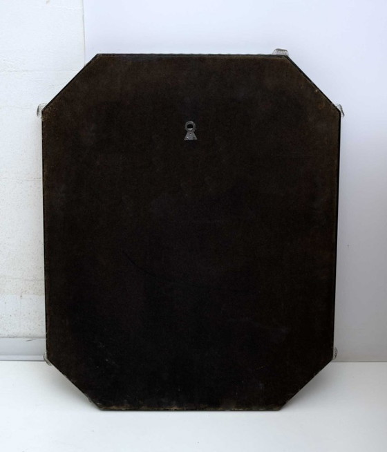 Image 1 of Espejo octogonal con flores de cristal de Murano veneciano del siglo XX