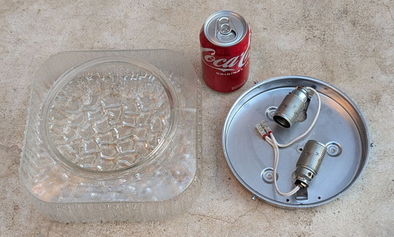 Plafonaire IJsglas 70's, Plafondlampen, Metaal, Zilver (foto 8 van 8)