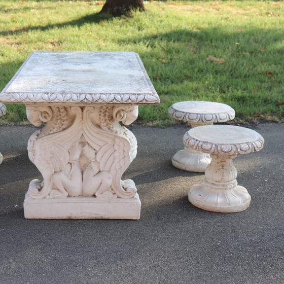 Tavolo da giardino e 4 sgabelli, Italia, inizio XX secolo – Set da giardino, Other (photo 6 of 15)