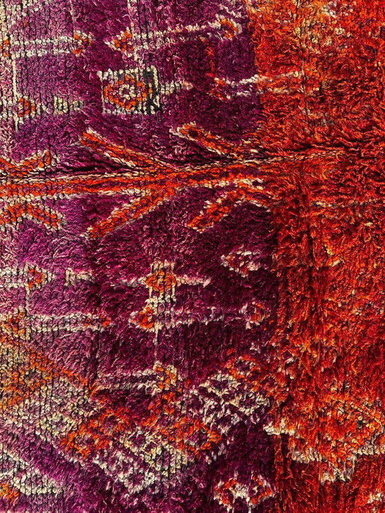 Image 1 of Zeldzaam vintage Marokkaans Boujad-tapijt 170x350 cm – Handgemaakt Berber wollen tapijt